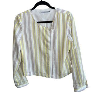 209 WST New York Striped Linen Blend Side Zip Lightweight Jacket Size 6